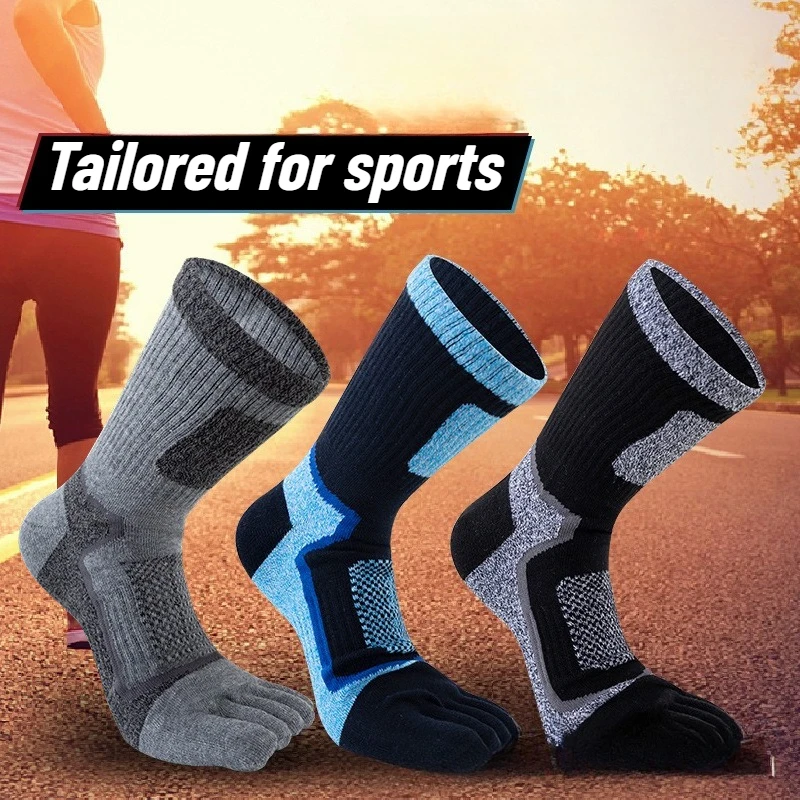 Toe Sock Split - 3켤레 남성용 스포츠 5손가락 면 양말
