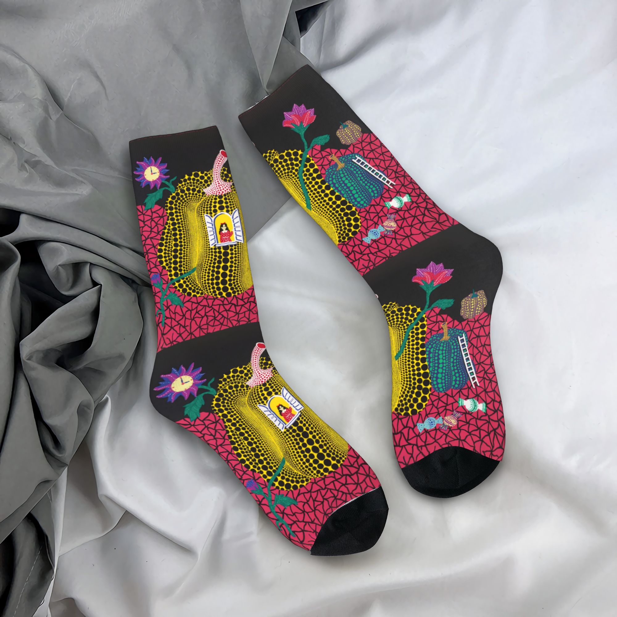 Dress Sock Men - 맞춤형 야요이 쿠사마 추상화 남성용 크루