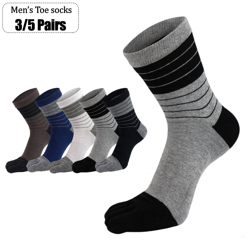 Toe Sock Split - 3/5켤레 남성용 5발가락 양말 부드러운 면