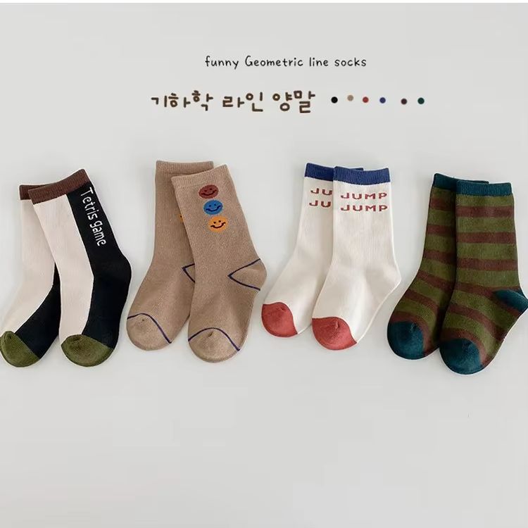 Cotton Crew Sock Pack - 3-12T 남아용 용수철 패션 양말, 색상