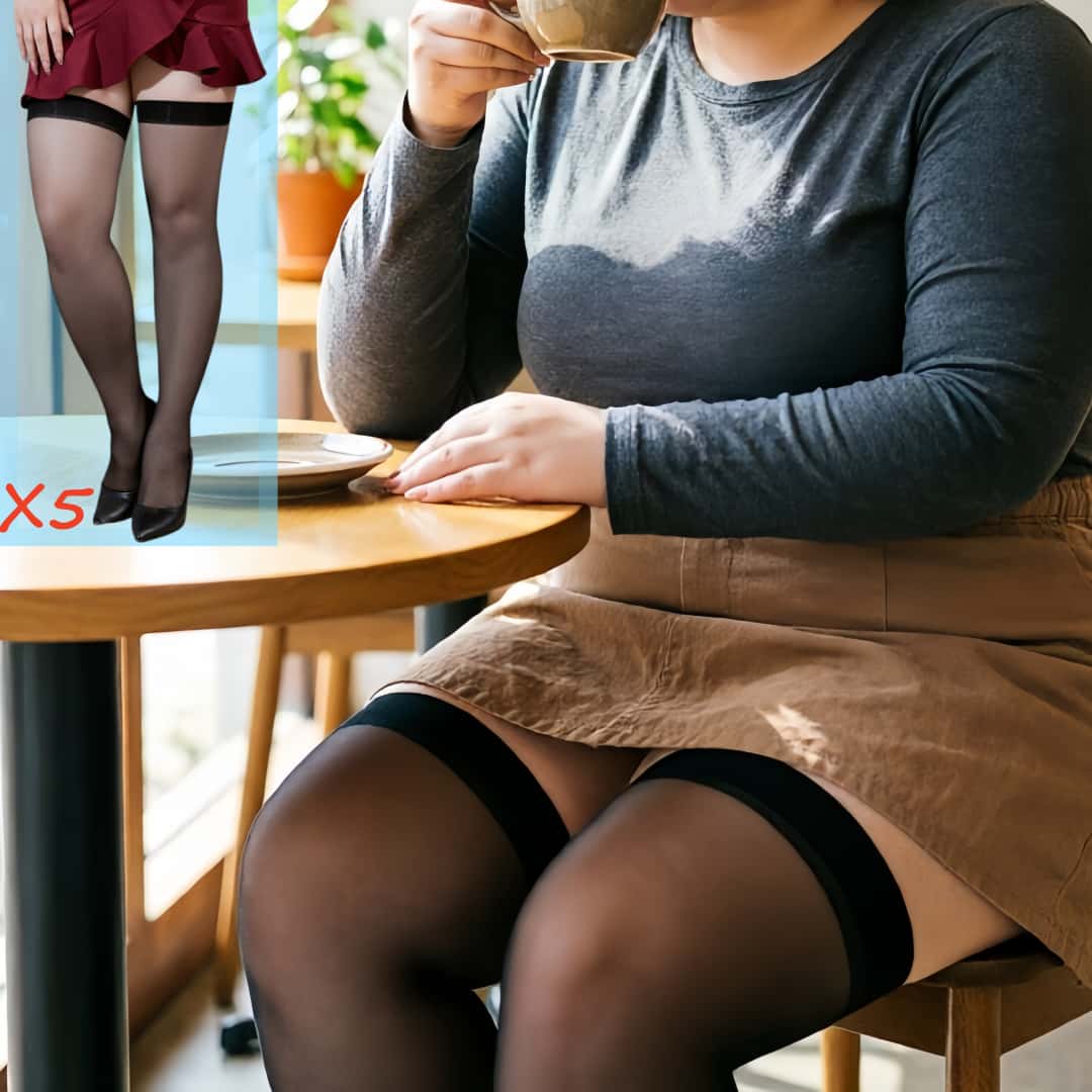 Thigh High Sock Stay Up - 5켤레 플러스 사이즈 레이스 탑 허벅지까지