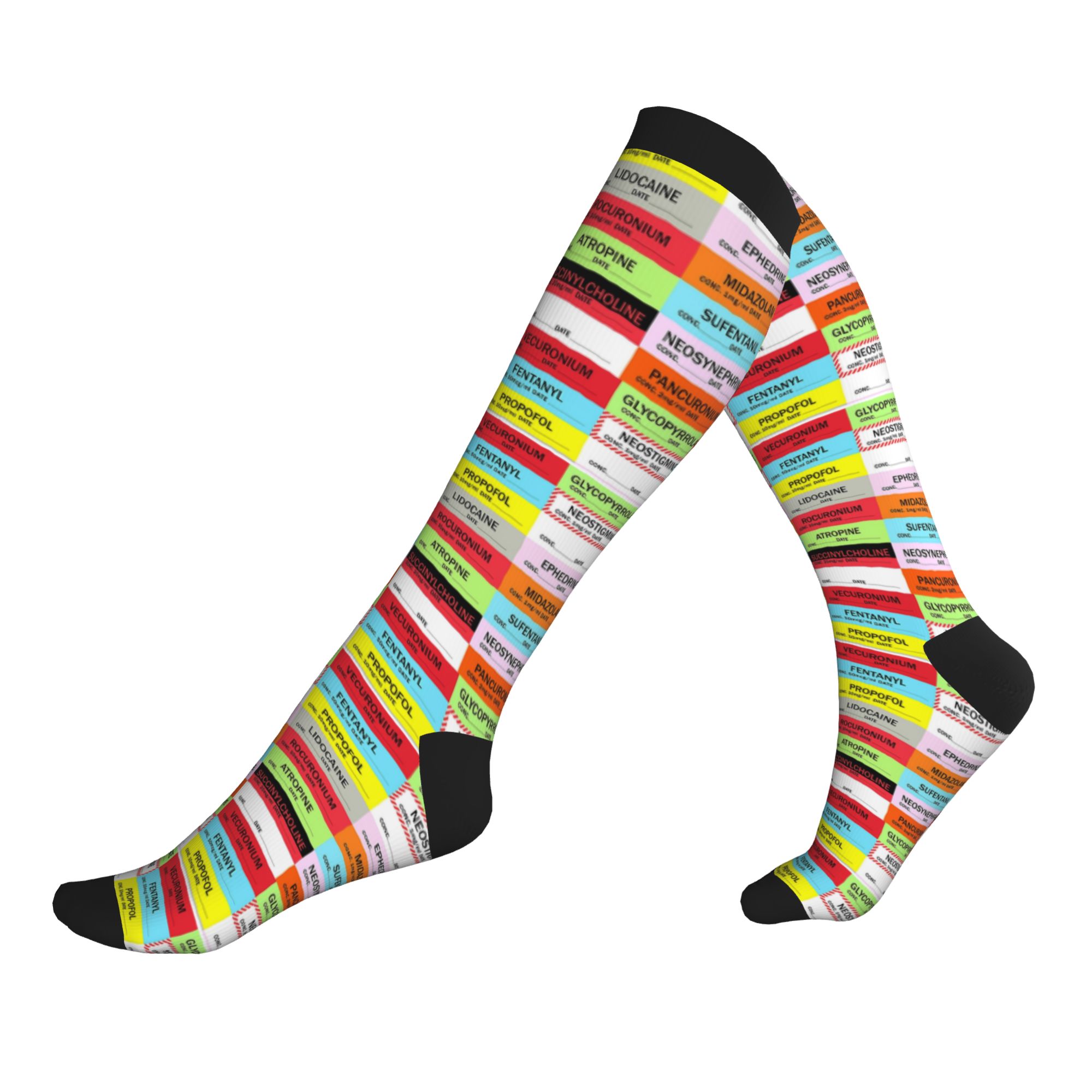 참신한 프린트 무늬의 마취약 라벨 양말, 신축성 있는  - Compression Sock Medical 리뷰 및 가격