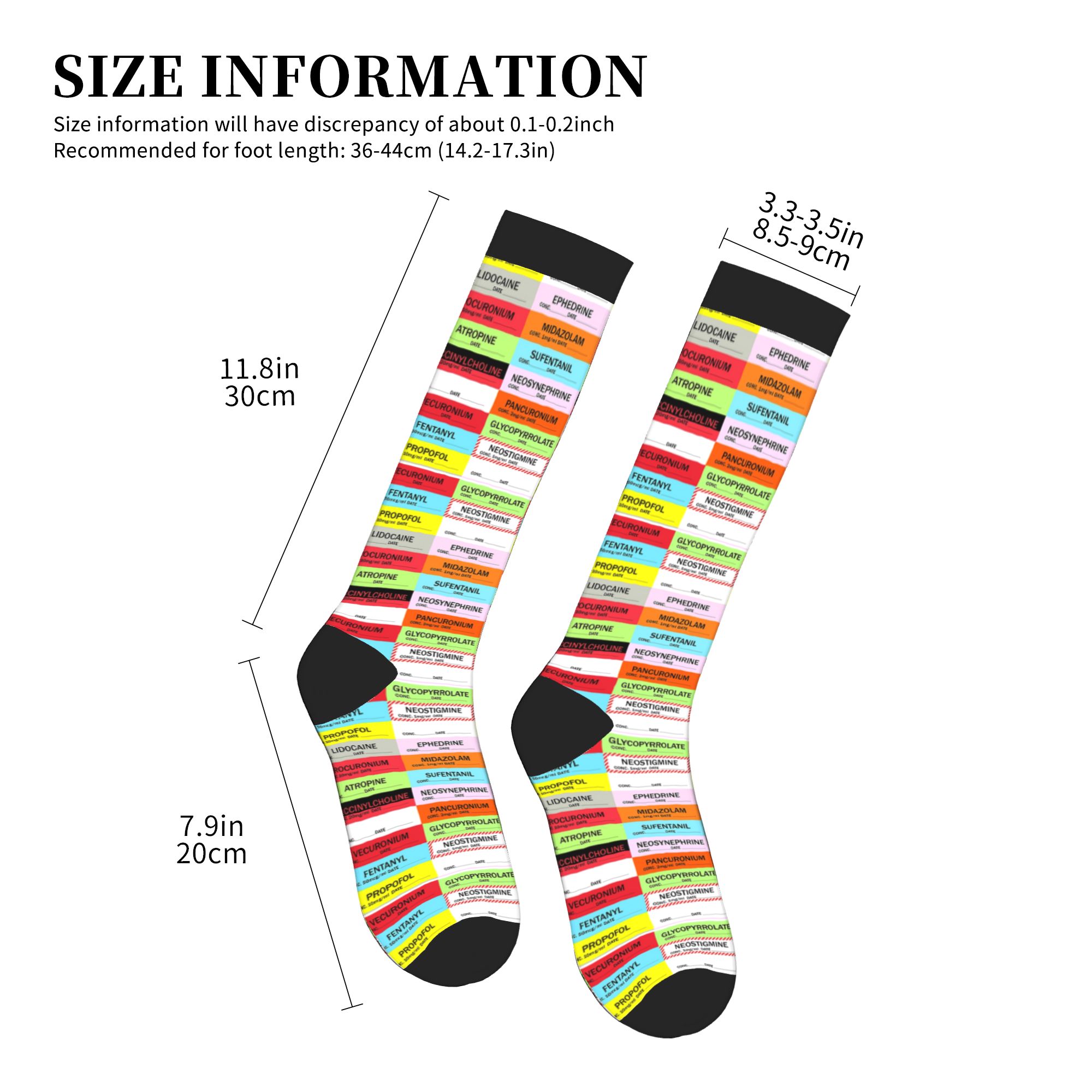 참신한 프린트 무늬의 마취약 라벨 양말, 신축성 있는  - Compression Sock Medical 리뷰 및 가격