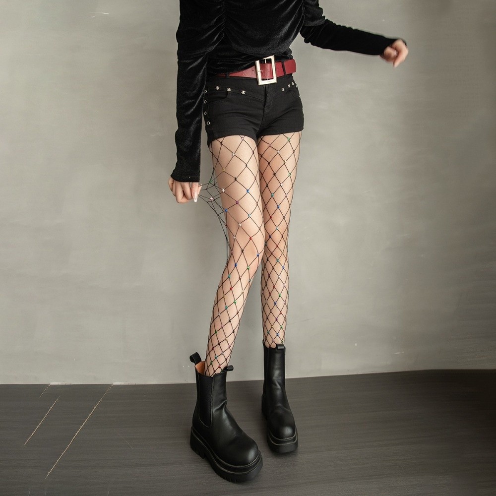 Y2K 화려한 망사 스타킹 큰 메쉬 도파민 라인스톤 스 - Fishnet Stocking Women 리뷰 및 가격