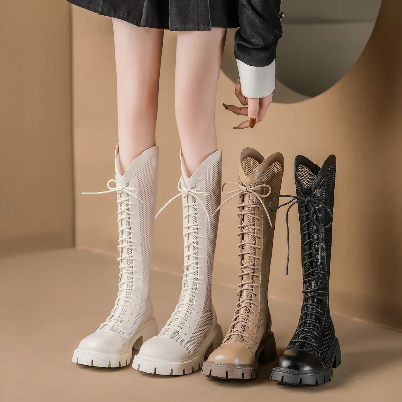 여성 여름 니하이 메쉬 하이 부츠 여성용 통기성 플랫폼 - Knee High Sock Women 리뷰 및 가격