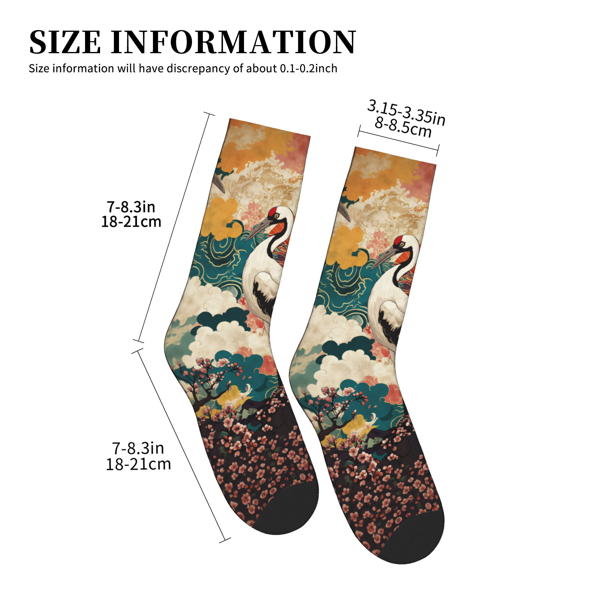 패션 남성용 우키요에 더블 크레인 벚꽃 태양 오리엔탈  - Dress Sock Men 리뷰 및 가격